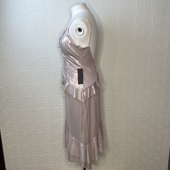 City Vibe | Asymmetrical Metallic Pale Pink Dress, Size 11 NWT - Picture 8 of 9